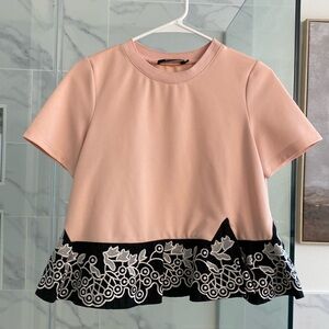 Peplum Shirt with Embroidery. One size